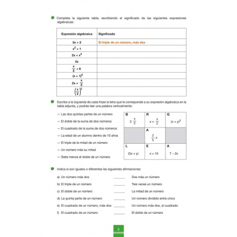 Cuaderno de aprendizaje y refuerzo 1.2: Álgebra
