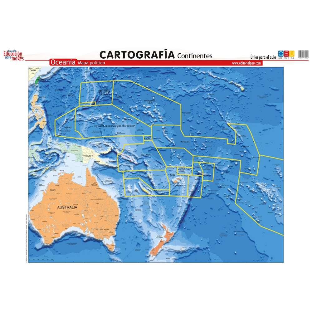 Mapa de Oceania. Político