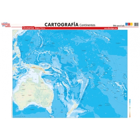 Mapa de Oceania. Físico