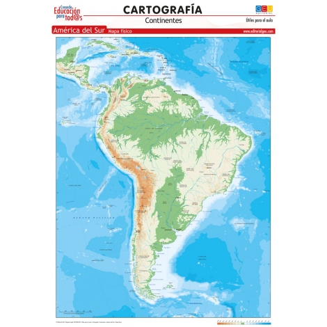 Mapa de América del Sur. Físico